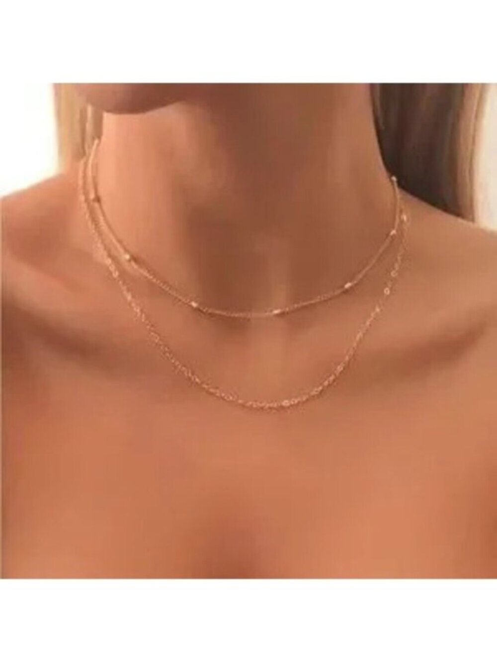 Gold 1pc Beaded layered Necklace